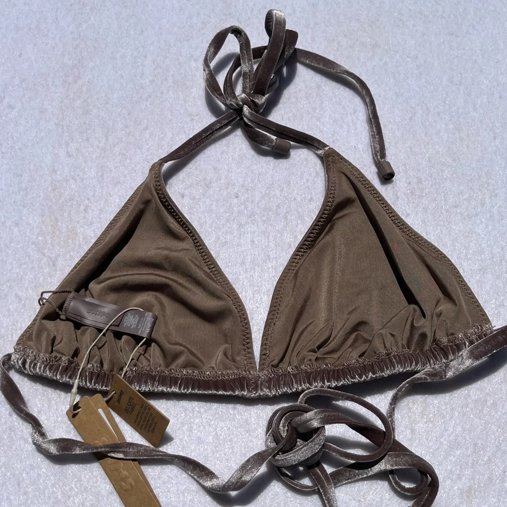 SKIMS Taupe Triangle Bikini Top